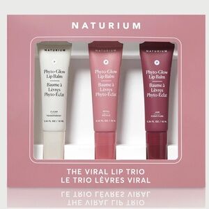NATURIUM The Viral Lip Trio Phyto-Glow Lip Balm - Clear, Petal & Jam